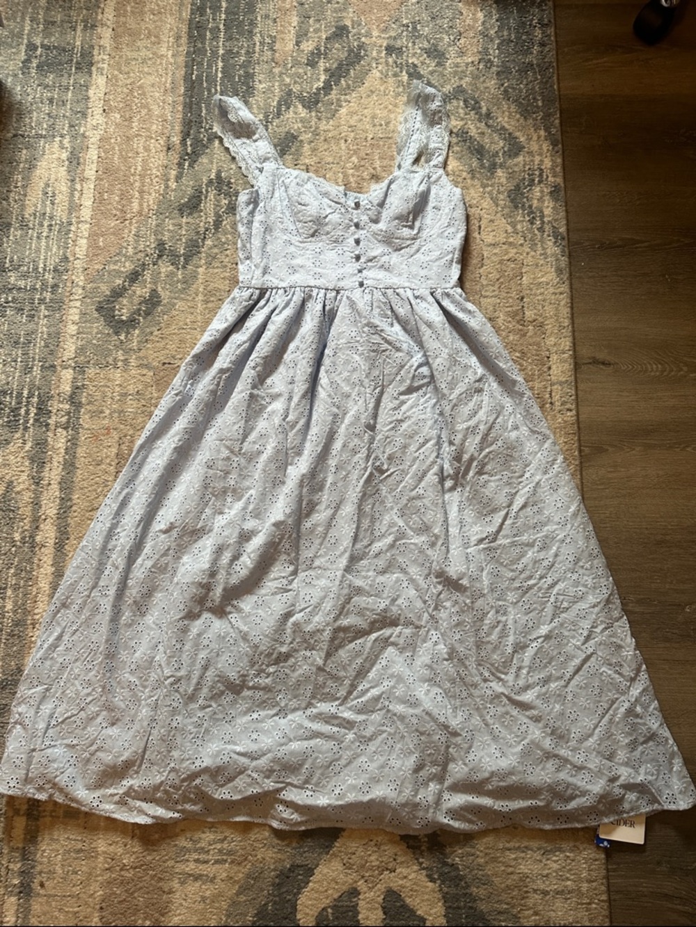 Light Blue Eyelet Midi Dress